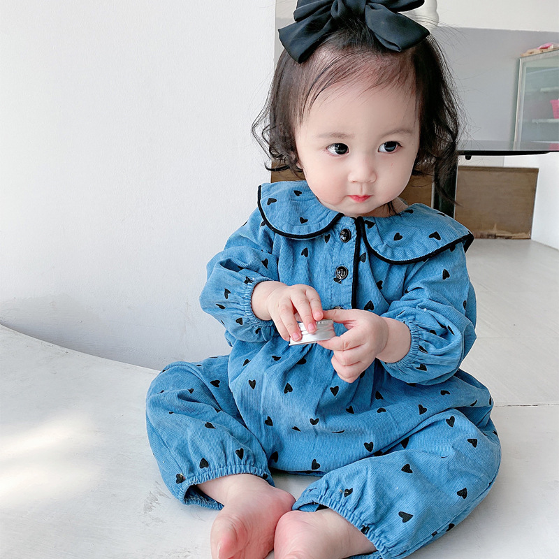 韩国春装婴儿衣服连体衣女宝宝公主洋气长袖爬服春秋薄款外穿哈衣