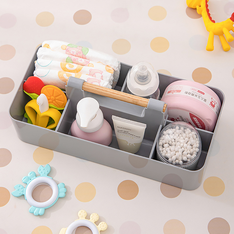 手提便捷婴儿纸尿裤奶瓶收纳盒家用多分格宝宝护理洗护用品整理盒