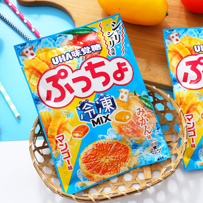 日本进口 UHA悠哈普超芒果橘子味什锦软糖儿童果汁夹心糖网红零食