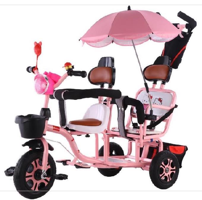 ，婴儿小孩子三轮车小型两个推车可坐可躺双胞胎幼童童车遛娃12个
