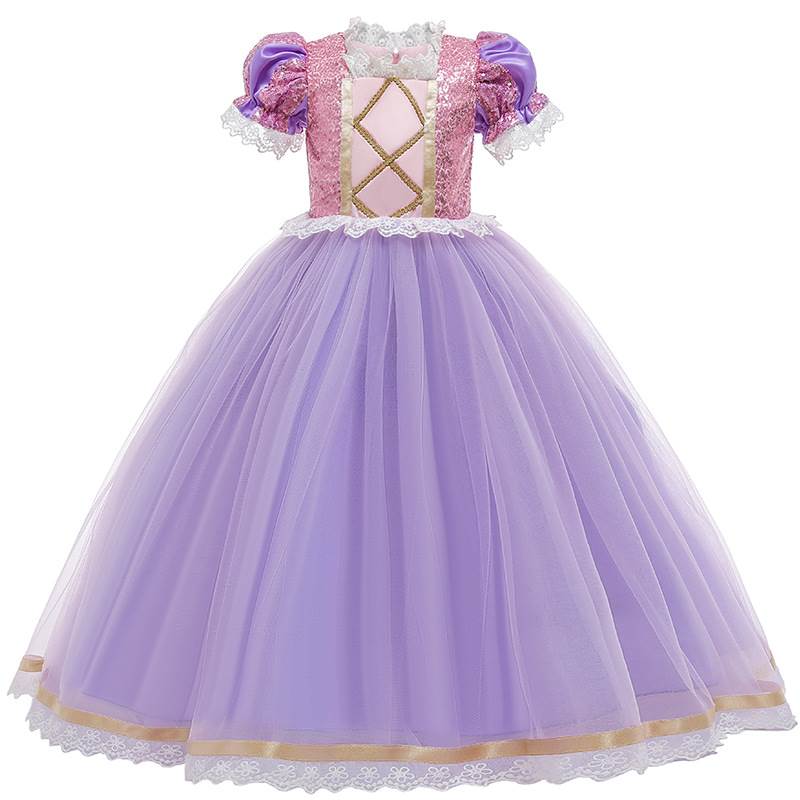 Girls Rapunzel Princess Cosplay Dress Belle Aurora Snow
