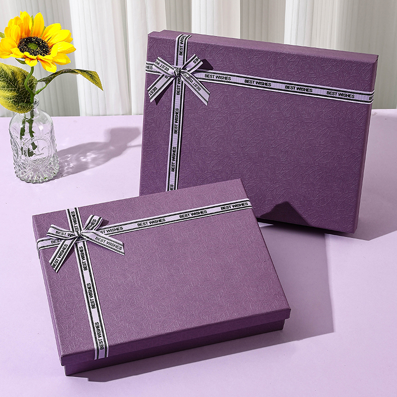 紫色礼品盒现货圣诞节礼物盒保暖内衣围巾丝巾礼盒空盒子简约现货