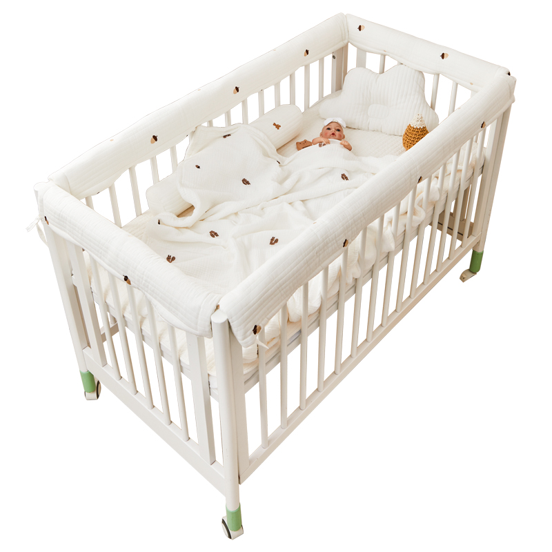 儿童木围栏软包婴儿床护栏包边宝宝床拼接床防撞条床围可机洗A类