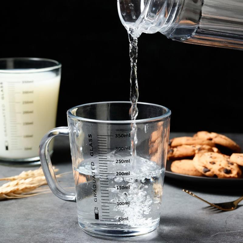 带刻度牛奶杯子玻璃杯微波炉可加热儿童早餐吸管冲泡奶粉果汁水杯