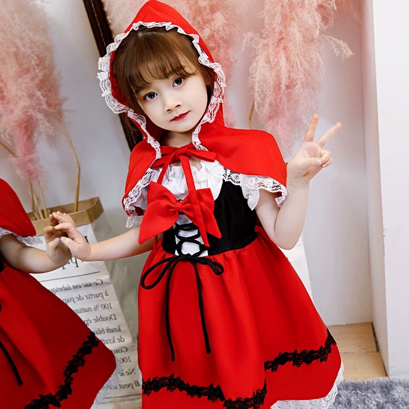 万圣儿童节服装女童小红帽演出服cosplay化妆舞会角色扮演服装