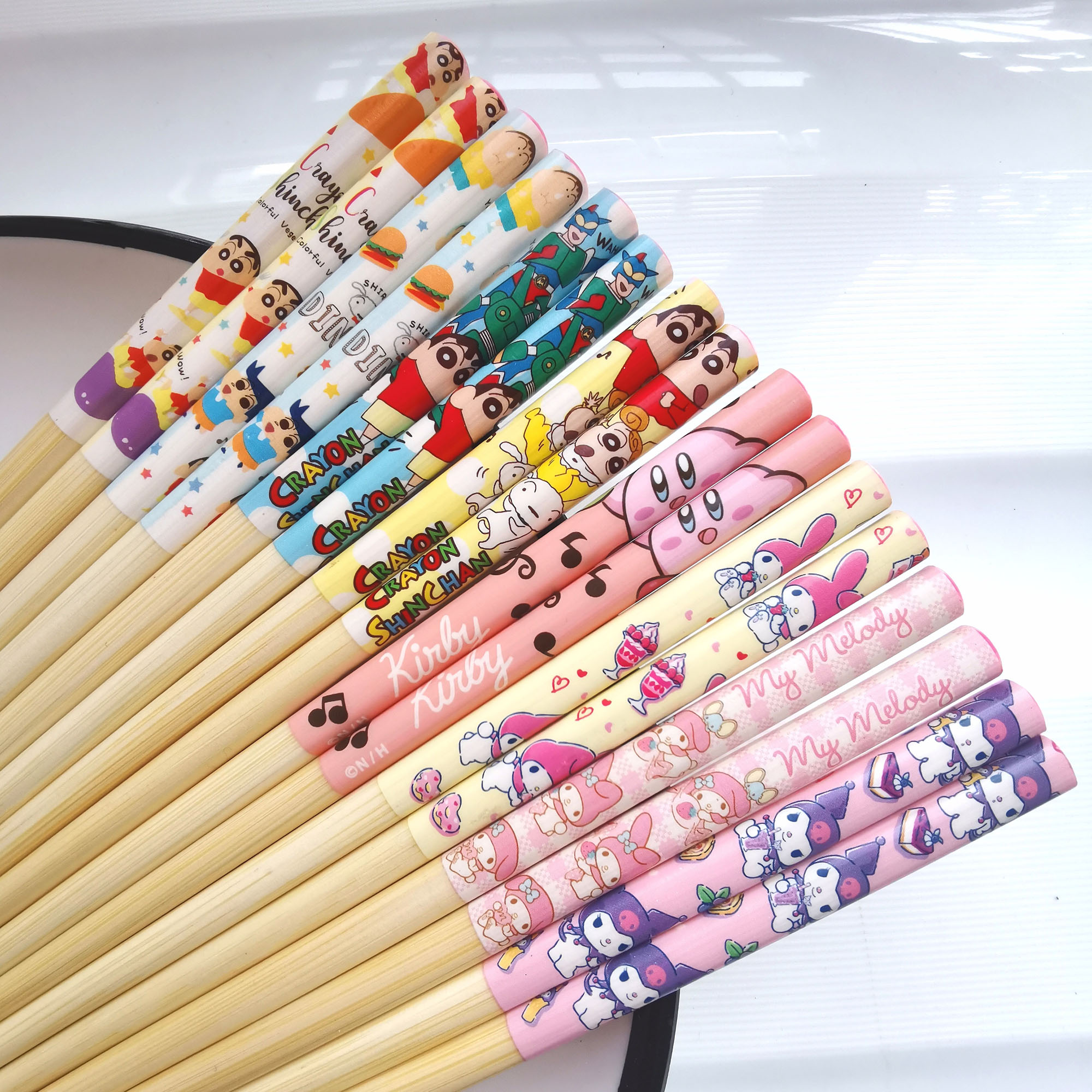 卡通可爱天然竹筷蜡笔小新叮当大耳狗木筷星之卡比日式木质筷子