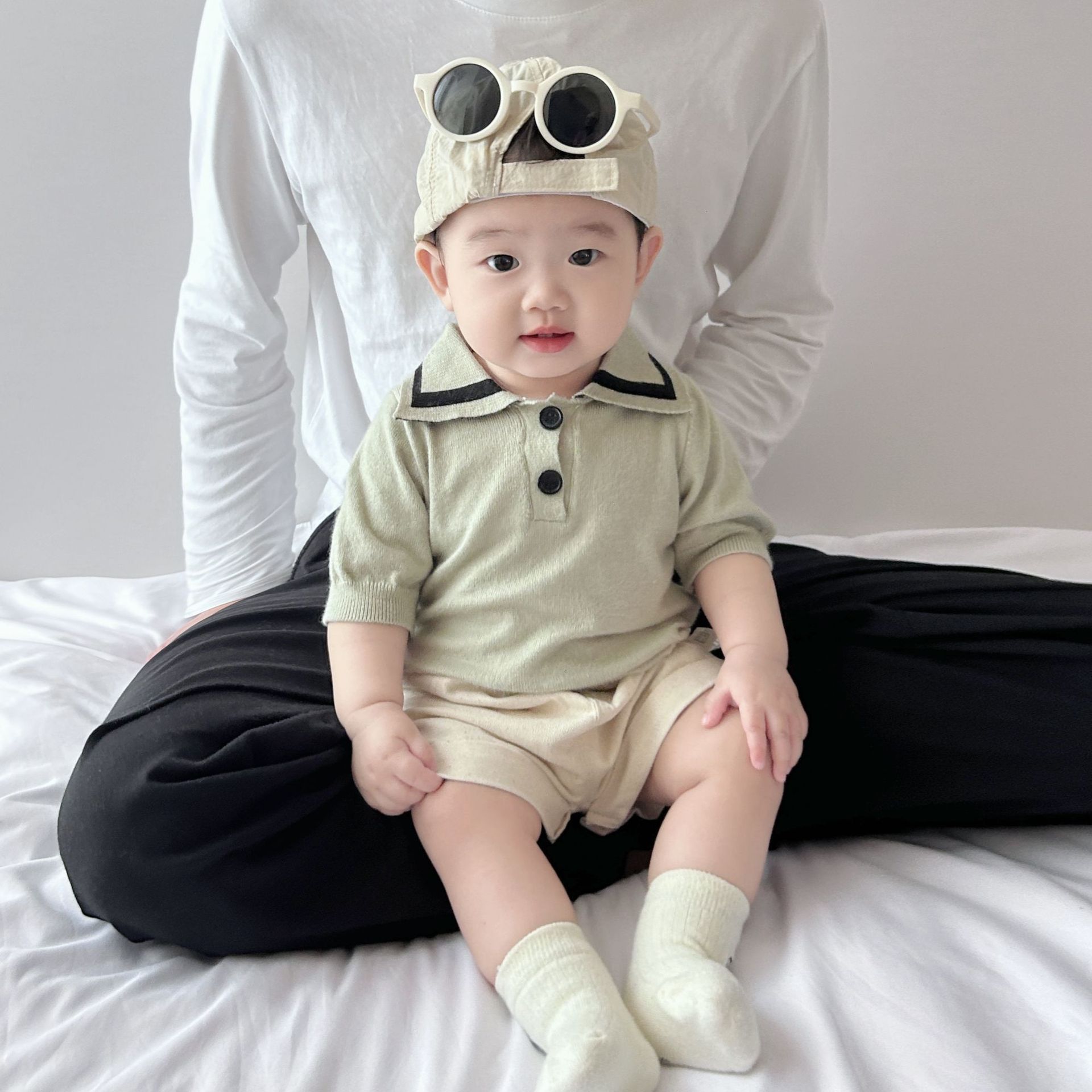 韩版婴儿夏季衣服薄款男宝宝百搭针织短袖翻领polo衫洋气休闲上衣