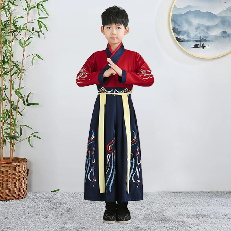 新款儿童汉服男童女童古装唐装夏季新款中国风男孩国学服演出服表
