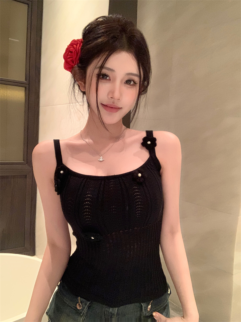 韩版时尚辣妹针织吊带背心女春季新款修身内搭不规则短款外穿上衣