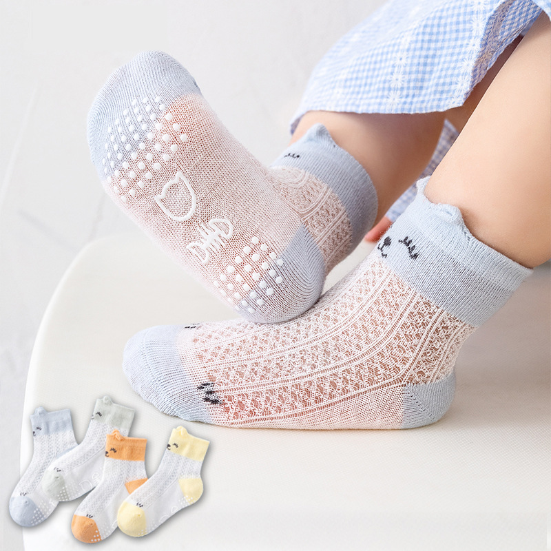 春夏网眼婴儿袜子防滑夏季透气薄款宝宝地板袜袜儿童袜