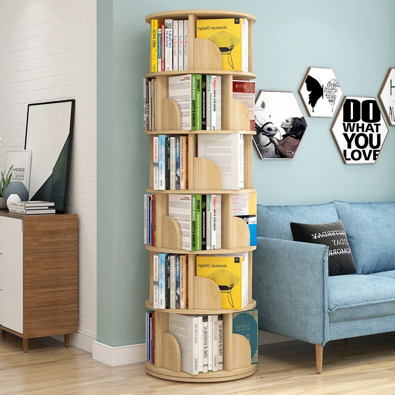 旋转书架360度书柜简易书架儿童书架绘本架儿童书架置物架实木落
