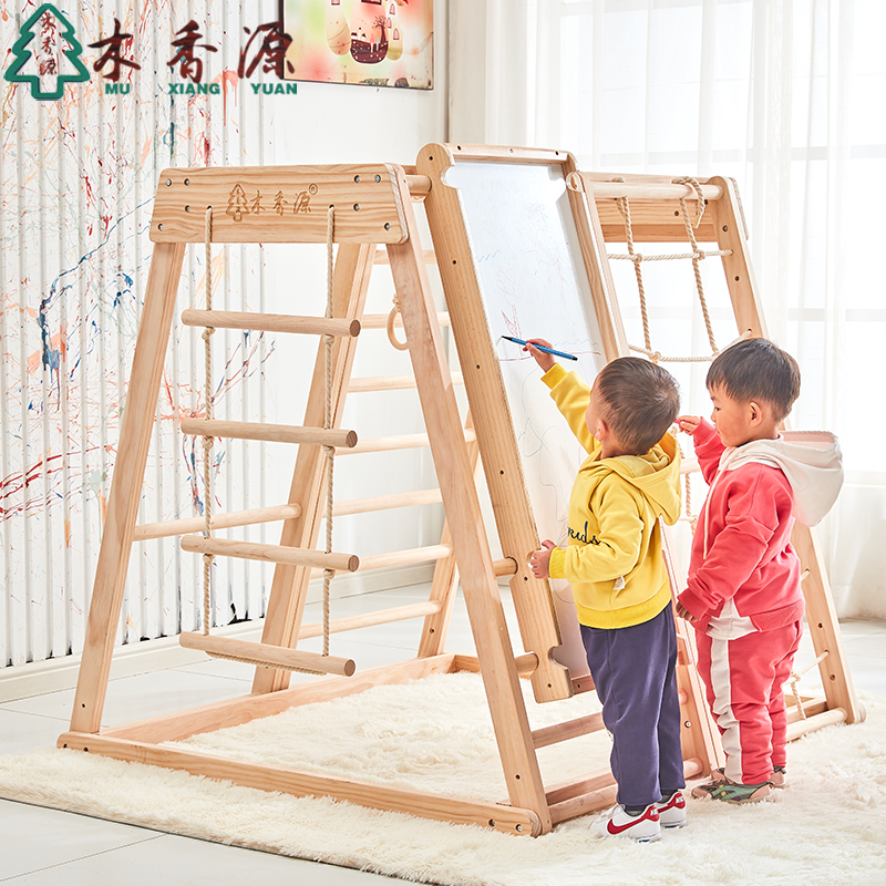 现货速发儿童攀爬架室内滑梯秋千组合家用实木宝宝家庭小型游乐园