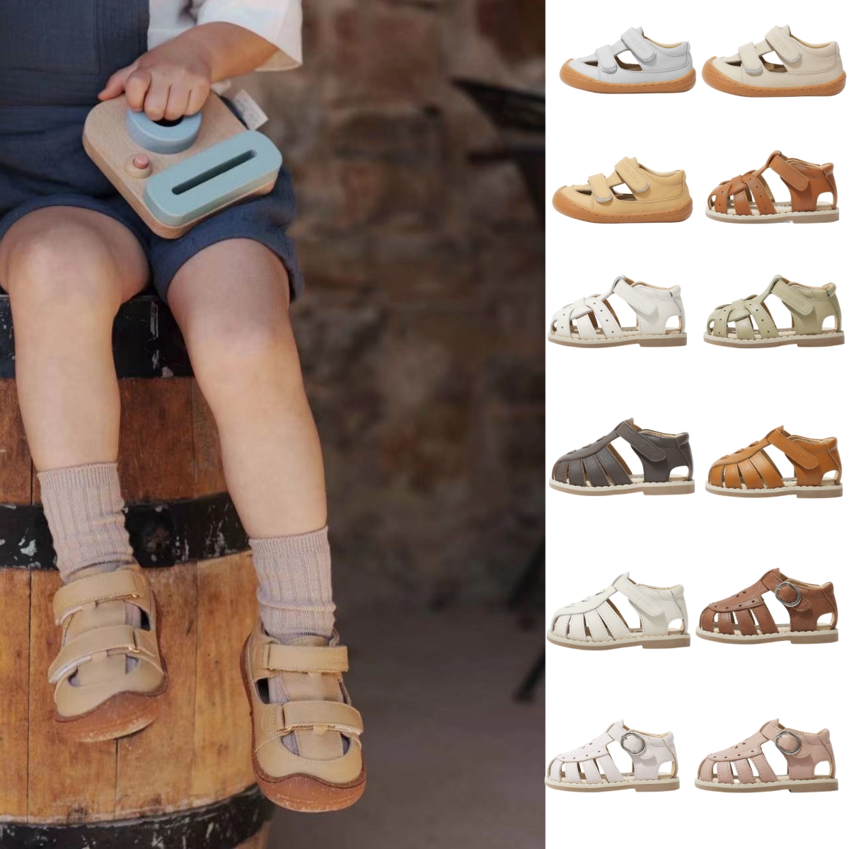 woolly kids宝宝凉鞋真皮软底学步鞋男女童包头包跟夏季沙滩鞋