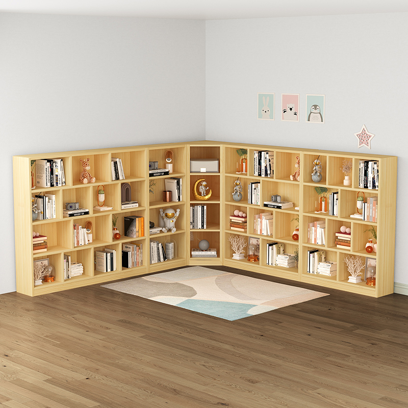 全实木儿童书架置物架落地书柜客厅转角柜卧室桌面收纳架松木定制
