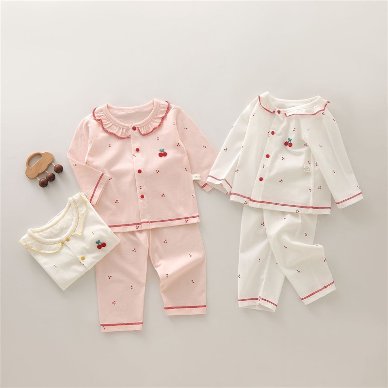 新品婴儿秋季衣服女宝宝两件套空调服a类纯棉睡衣新生儿内衣套装