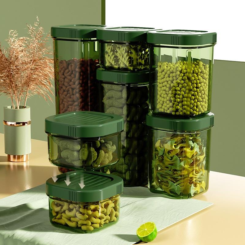 食品密封罐厨房家用五谷杂粮防潮收纳盒PET透明塑料小零食储物罐
