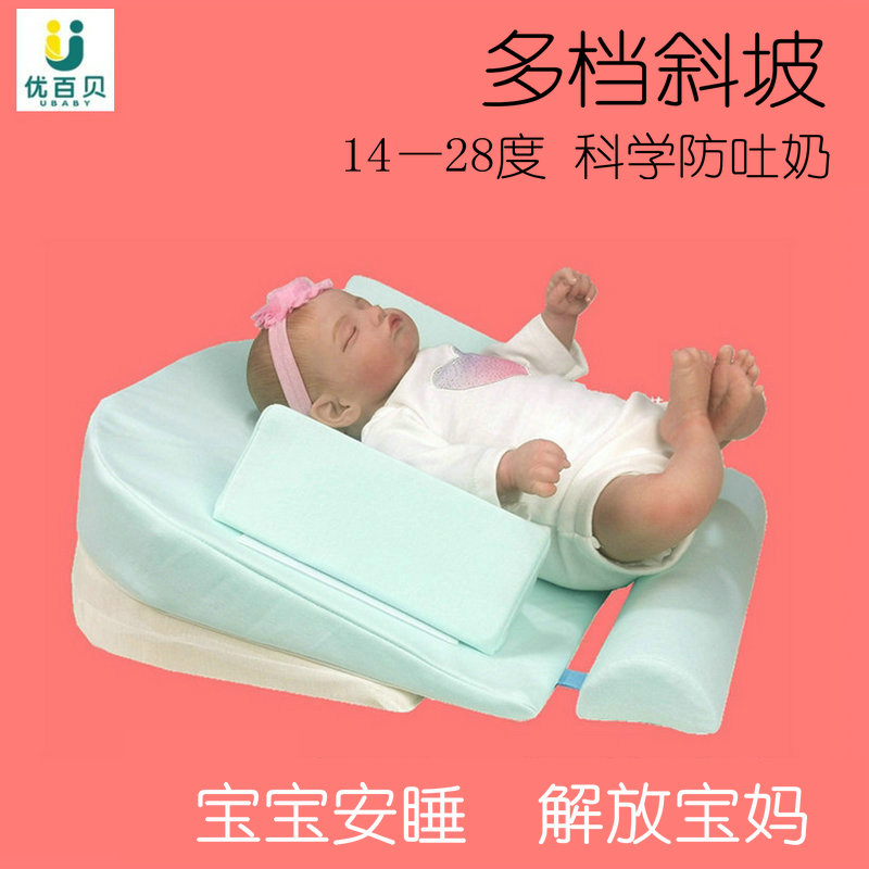 婴儿防吐奶斜坡垫新生儿哺乳喂奶定型枕防溢奶偏头纯棉宝宝床中床