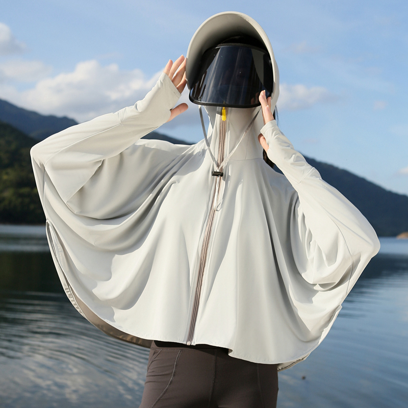 2024新款防晒衣女夏季防紫外线冰丝防晒服面罩帽子一体罩衫外套薄