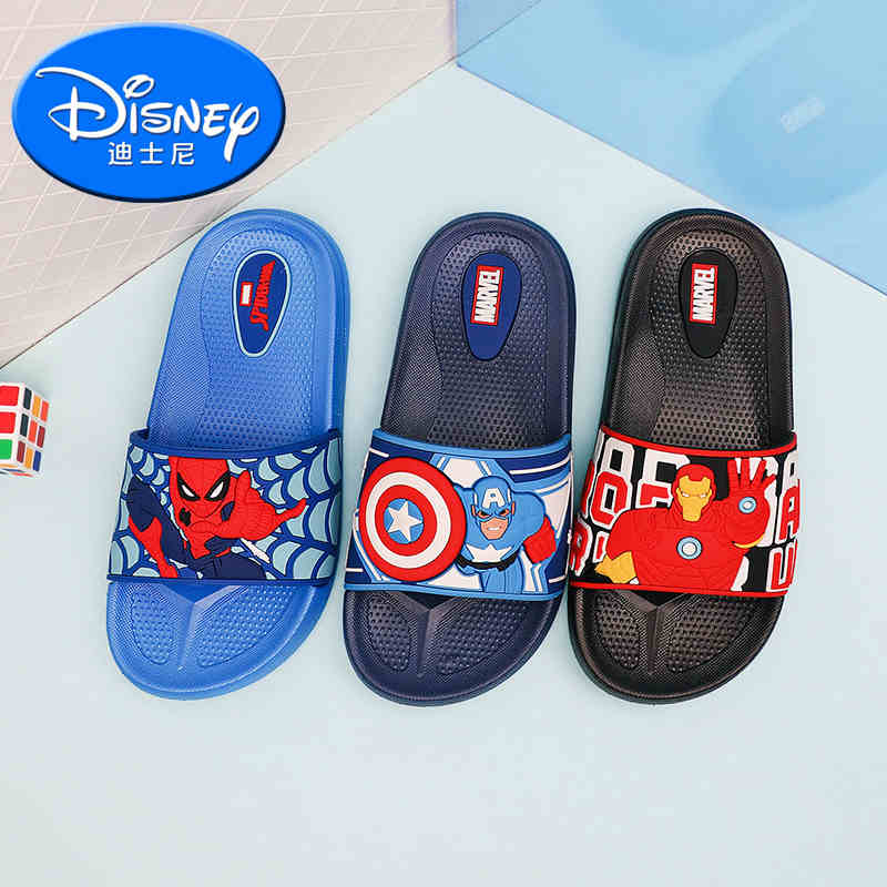 新款迪士尼儿童拖鞋3岁男童卡通夏季舒适一凉拖浴室防滑美国队长