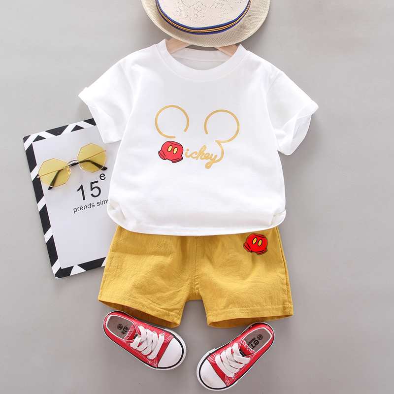 婴儿衣服夏季薄款纯棉卡通短袖套装八9十11个月男女宝宝夏装1-3岁
