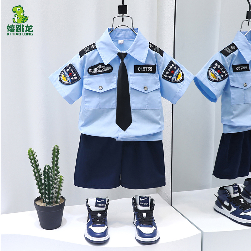 儿童警察服套装男童警官服小交警制服角色扮演警长服装六一演出服