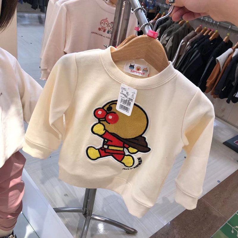现日本采购22春秋新款面包超人儿童长袖女孩T恤柔软卫衣男孩上衣