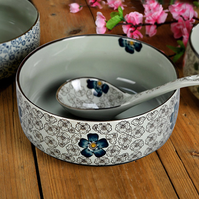 景德镇日式陶瓷大汤碗家用大号汤面碗水煮汤盆加厚釉下彩复古餐具