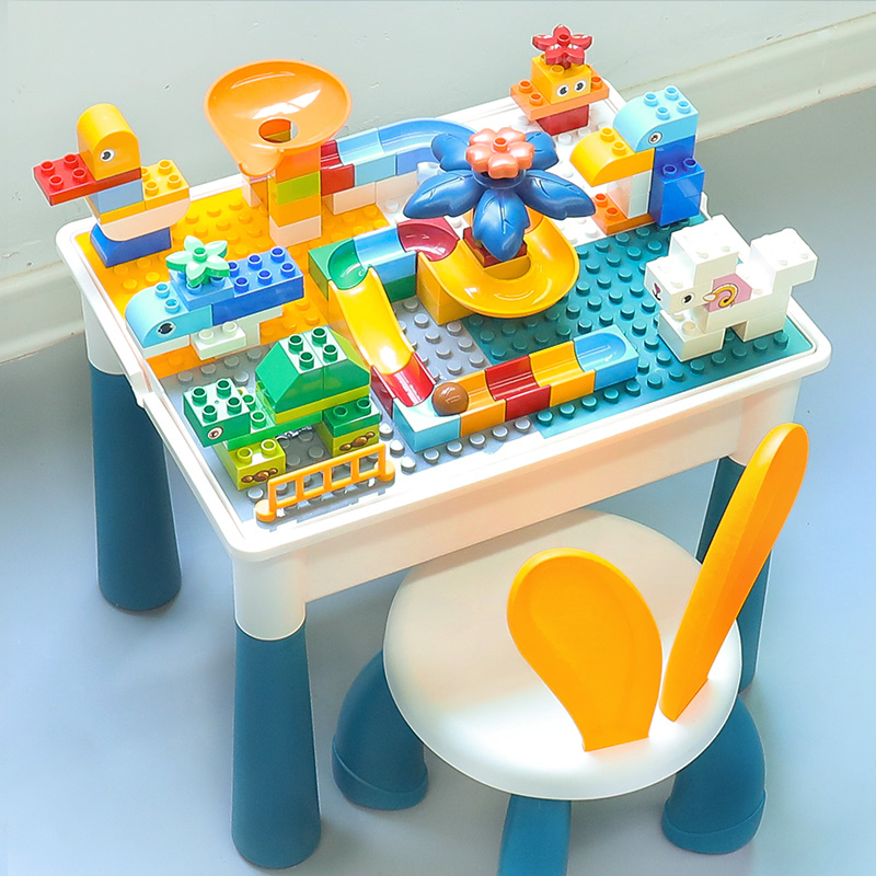 儿童积木玩具大颗粒积木桌多功能男女孩子拼装益智力动脑乐宝宝高