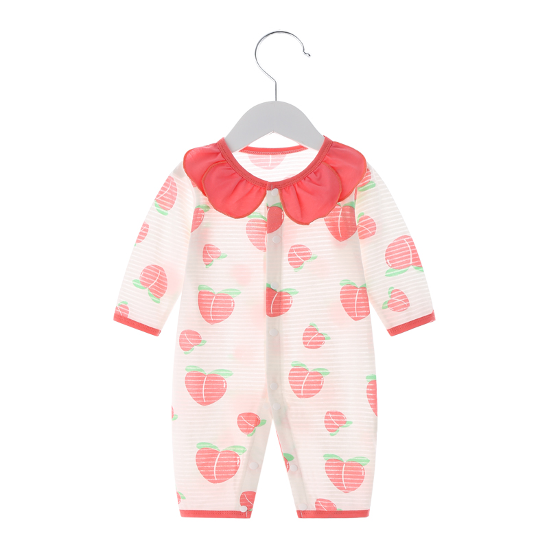 婴儿连体衣服夏季薄款套装纯棉空调服睡衣新生女宝宝夏装长袖哈衣