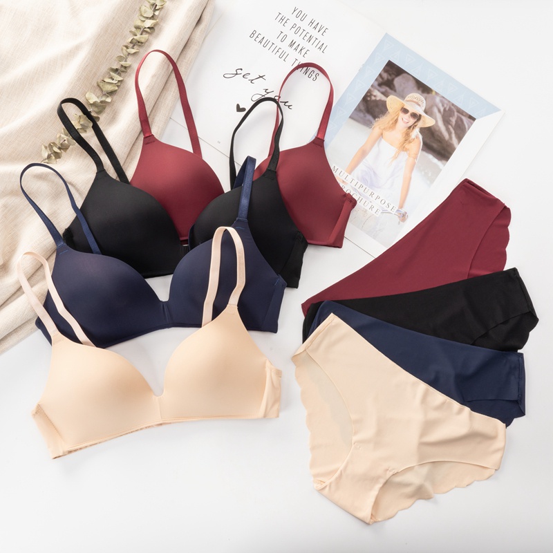 新品Seamless Bra Set for Women Underwear Push Up Lingerie Se