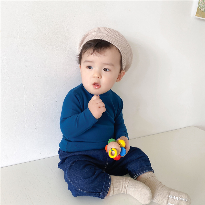 童装婴儿秋装纯色韩版婴幼儿宝宝中性风小高领弹力舒适打底衫上衣