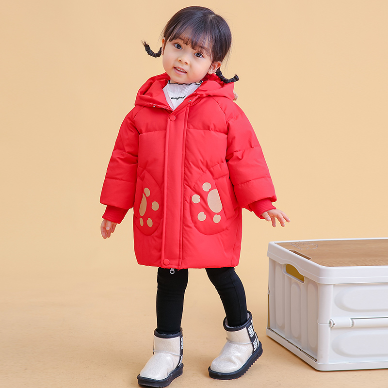 巴拉bala儿童羽绒服加厚中长款韩版中小童洋气男女童宝宝秋冬外套