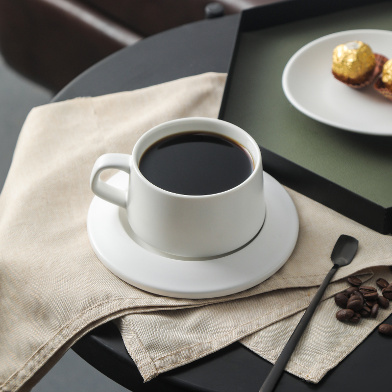 纯色美式陶瓷复古挂耳咖啡杯套装家用北欧风浓缩拿铁杯下午茶带勺