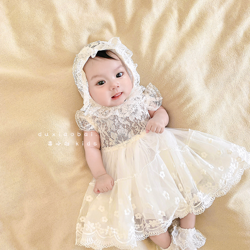 婴儿衣服夏季蕾丝公主裙女宝宝满月百天礼服裙一周岁小女孩连衣裙