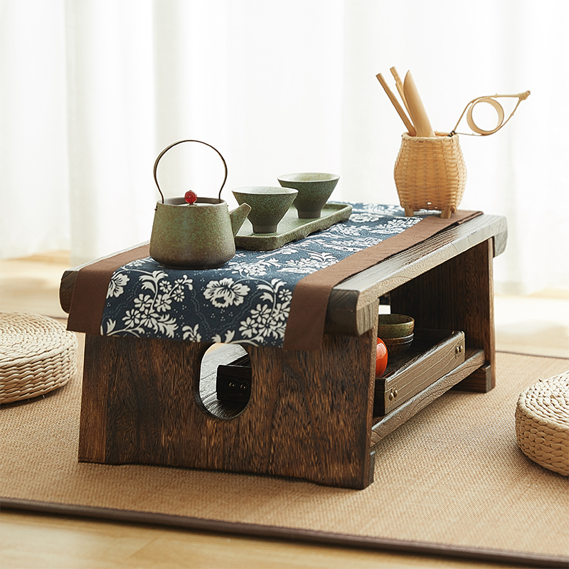 实木榻榻米矮桌子飘窗茶桌日式小茶几炕桌家用卧室坐地可折叠茶台