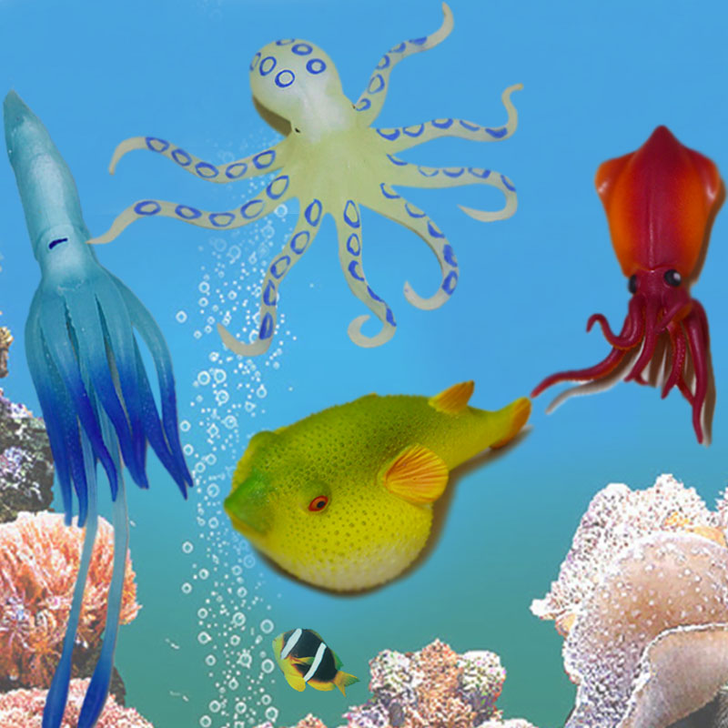 儿童科教仿真海洋动物生物模型鱼大八爪鱼章鱼安康鱼软胶儿童玩具