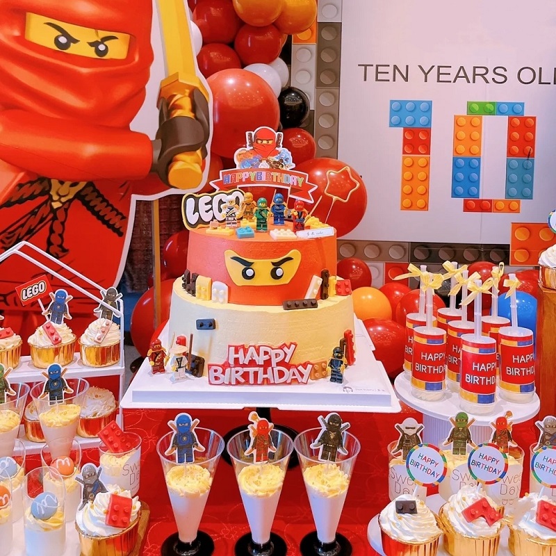 乐高生日布置主题派对幻影忍者lego甜品台装饰插牌贴纸杯蛋糕插件