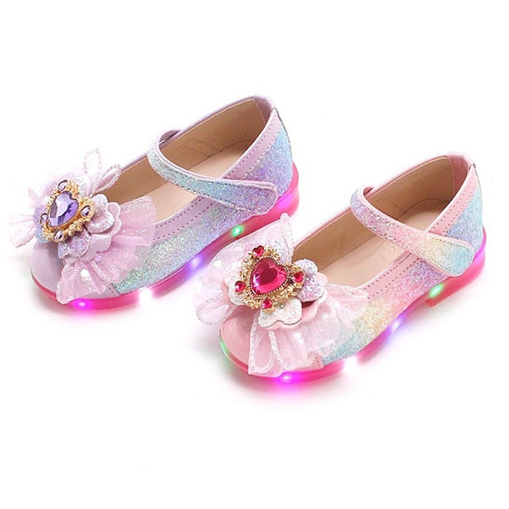 韩国正品代购儿童HiShoes时尚甜美公主宝石水晶亮灯鞋婴幼童鞋