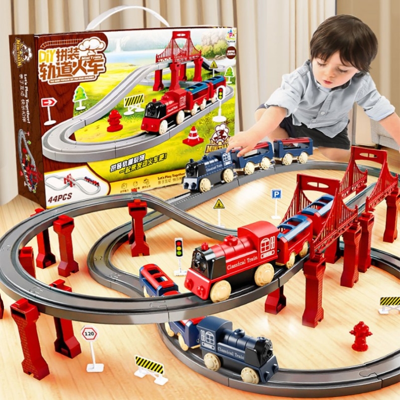 儿童小火车轨道玩具电动滑行列车男孩礼物宝宝仿真益智玩具小火车