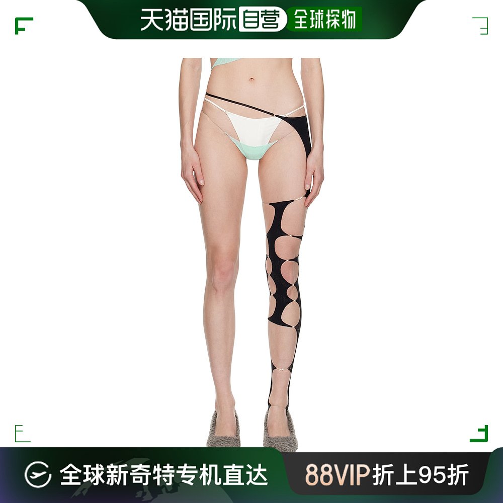 香港直邮潮奢 Rui 女士 单只黑色镂空长筒袜 RAW22SF03