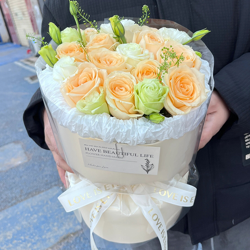 母亲节99朵香槟玫瑰求婚表白花束鲜花速递同城北京广州配送店女友