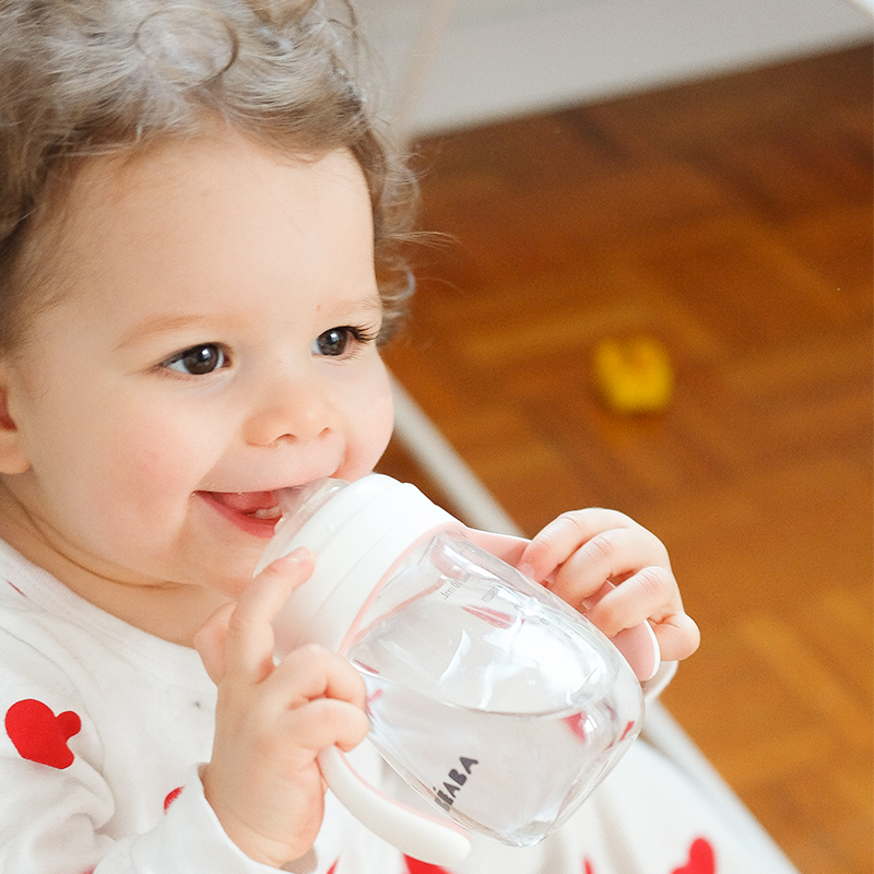 法国beaba婴儿学饮杯防漏防呛奶瓶水杯两用大宝宝儿童喝水鸭嘴杯