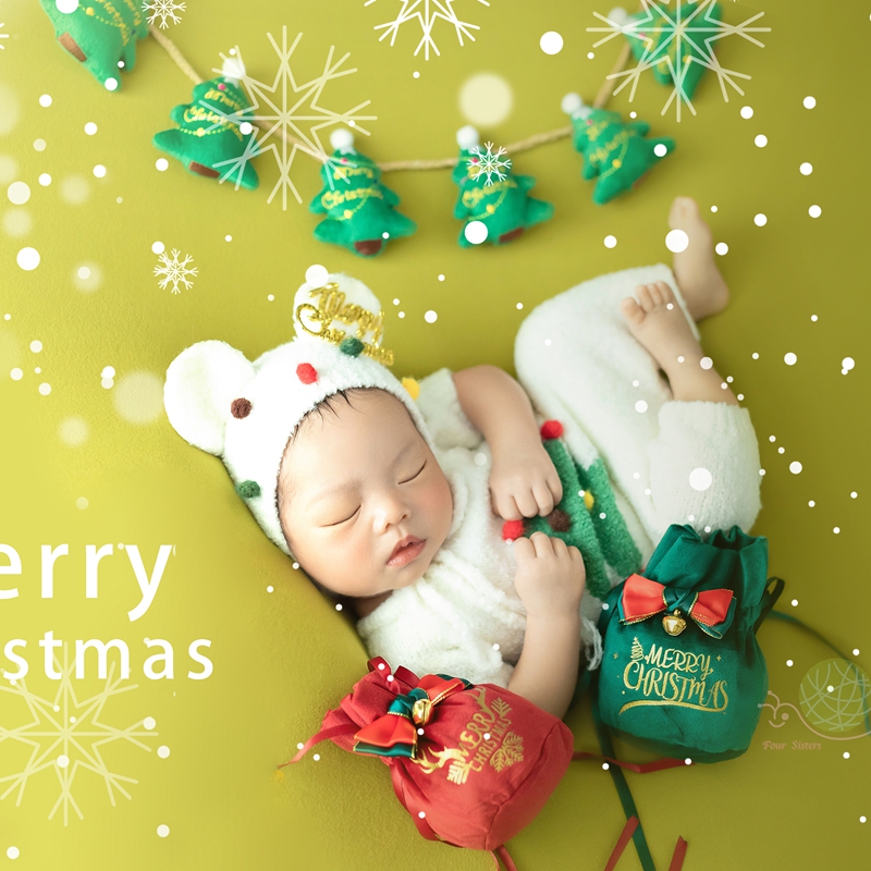 新生儿摄影服装圣诞节婴儿拍照衣服影楼宝宝拍摄主题满月套装道具