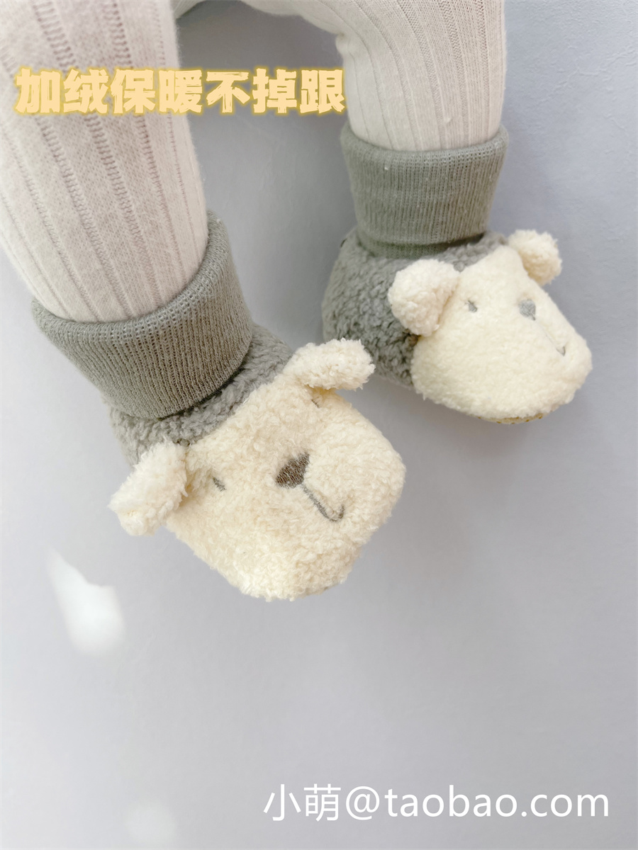 新品新生儿棉鞋冬季3-6-9个月男女宝宝软底加厚鞋袜不掉跟婴儿鞋