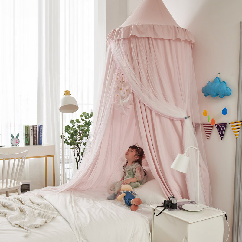 新品圆顶婴儿床幔遮光蚊帐一体式双层床帘遮光防蚊家用儿童帐篷装