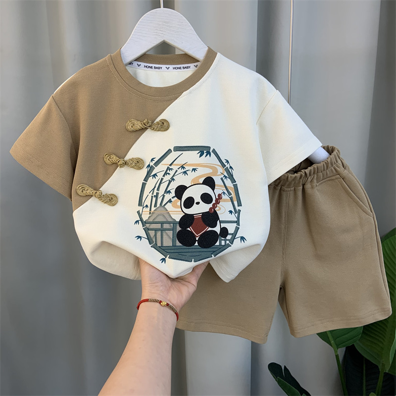 男童汉服套装2023新款宝宝夏装中式唐装小儿童古装中国风短袖衣服