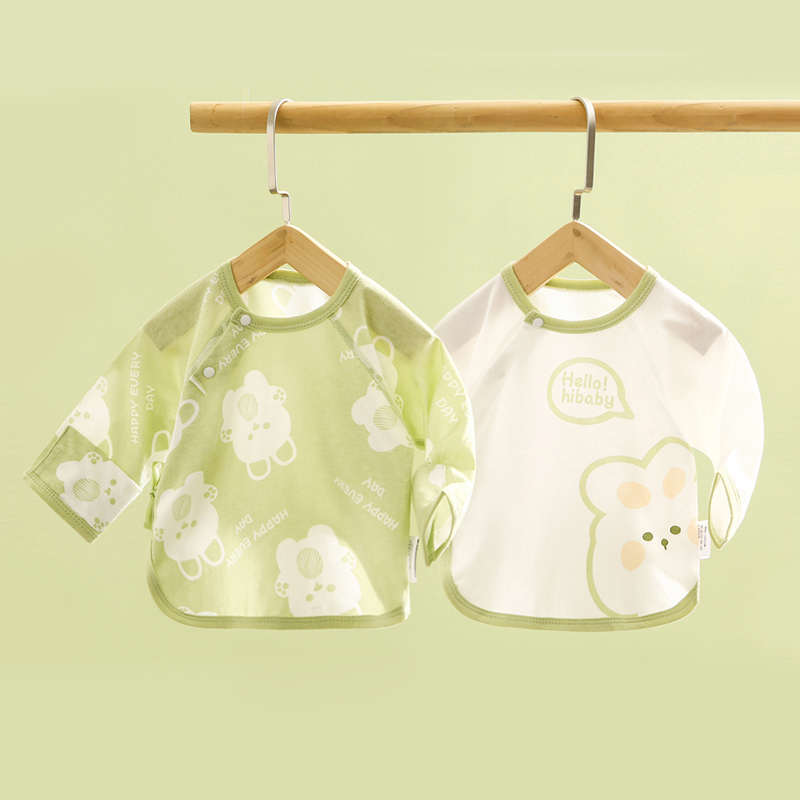 新品2件装 初生婴儿半背衣夏季薄款宝宝衣服纯棉长袖婴幼儿和尚服