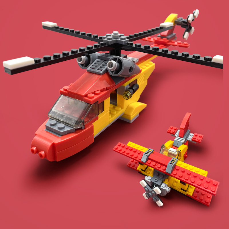 儿童小男孩拼装玩具直升飞机系列简单入门积木战斗机5岁6盒装礼物