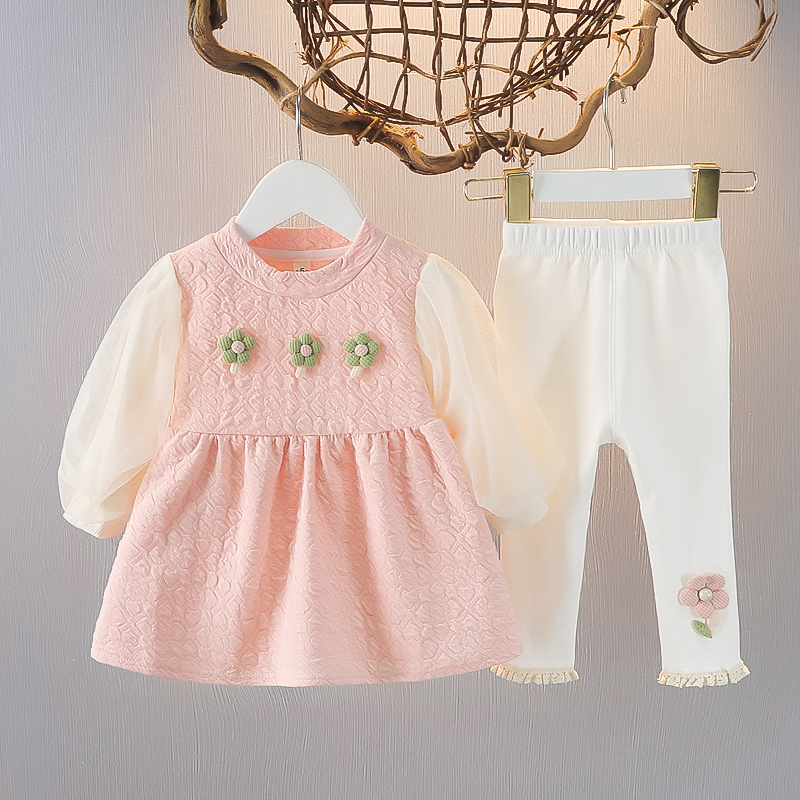 0-3岁女童连衣裙套装春秋季洋气韩版公主689个月女宝宝裙子两件套