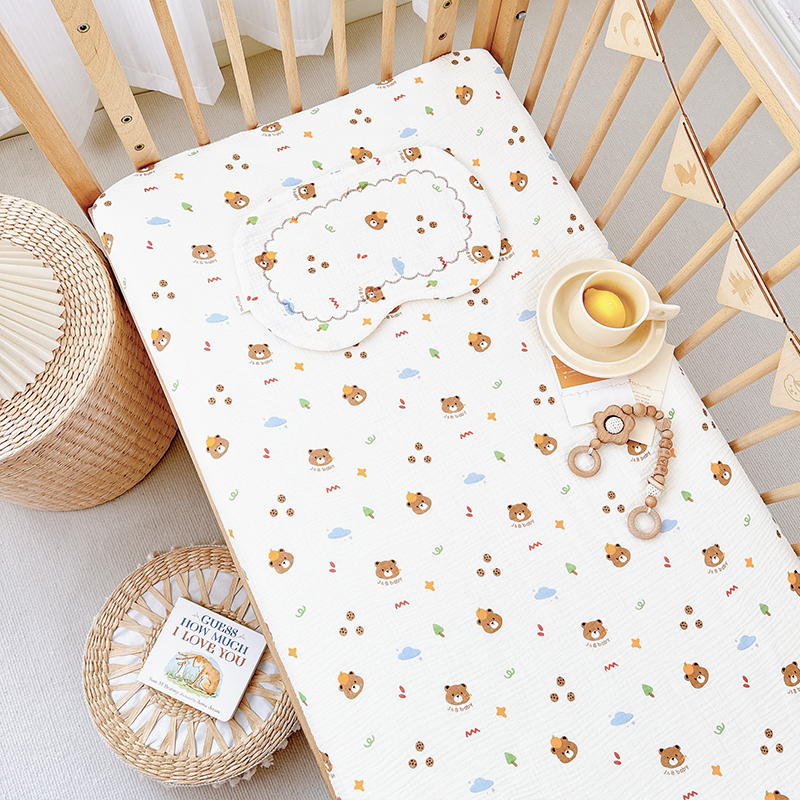 婴儿纯棉床单儿童床上用品床罩全棉纱布宝宝拼接床床垫罩套夏季笠